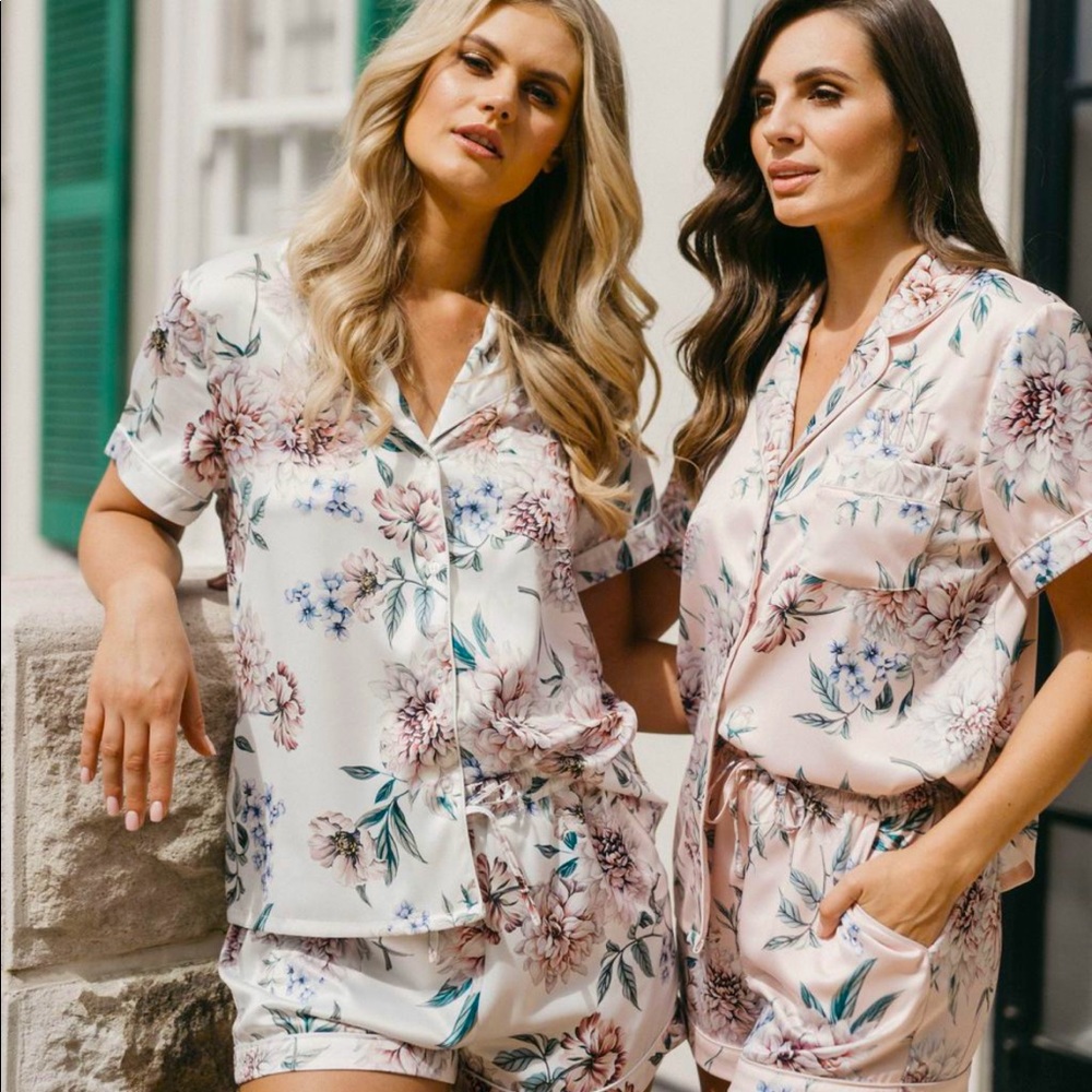 Le Rose Sasha Parisian Fleur Satin Sleep Set